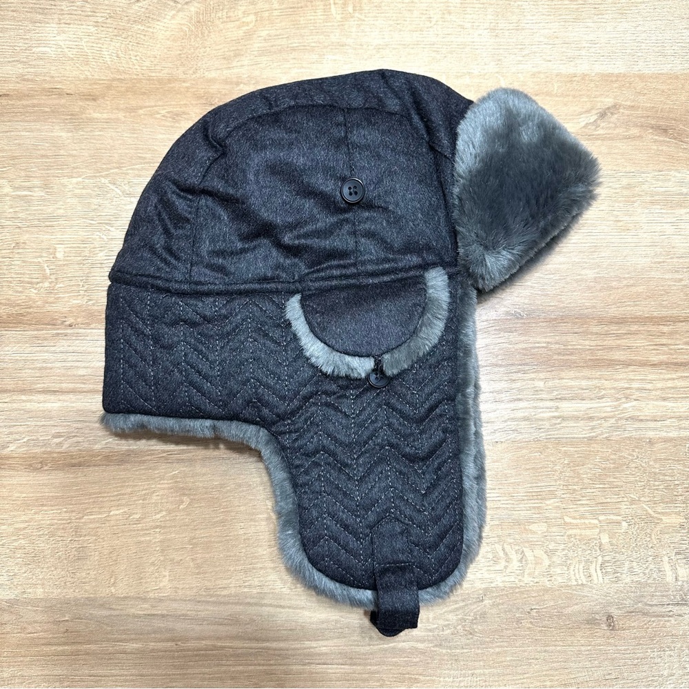 Neiman Marcus Cashmere Trapper Hat with Faux Fur Trim